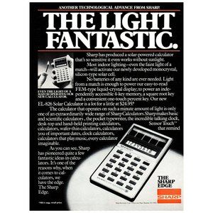 1980 Sharp The Light Fantastic Vintage Print Ad EL-826 Solar Powered Calculator